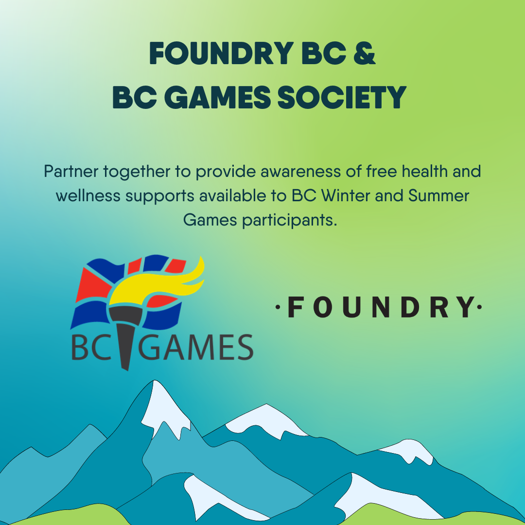 Foundry BC and BC Games Society partner together to provide awareness of free health and wellness supports available to BC Winter and Summer Games participants.